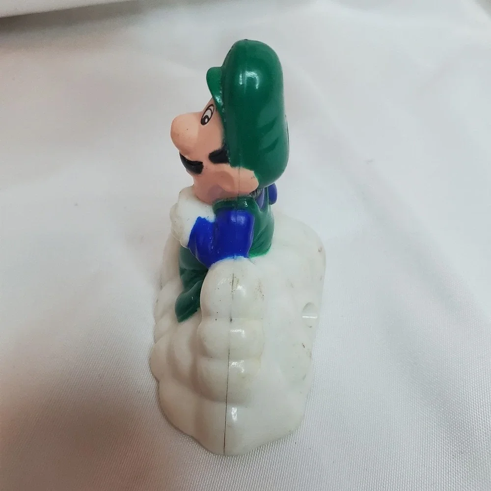 Vintage 1989 McDonalds Happy Meal Toy Super Mario Bros Luigi Pull Back Cloud Car